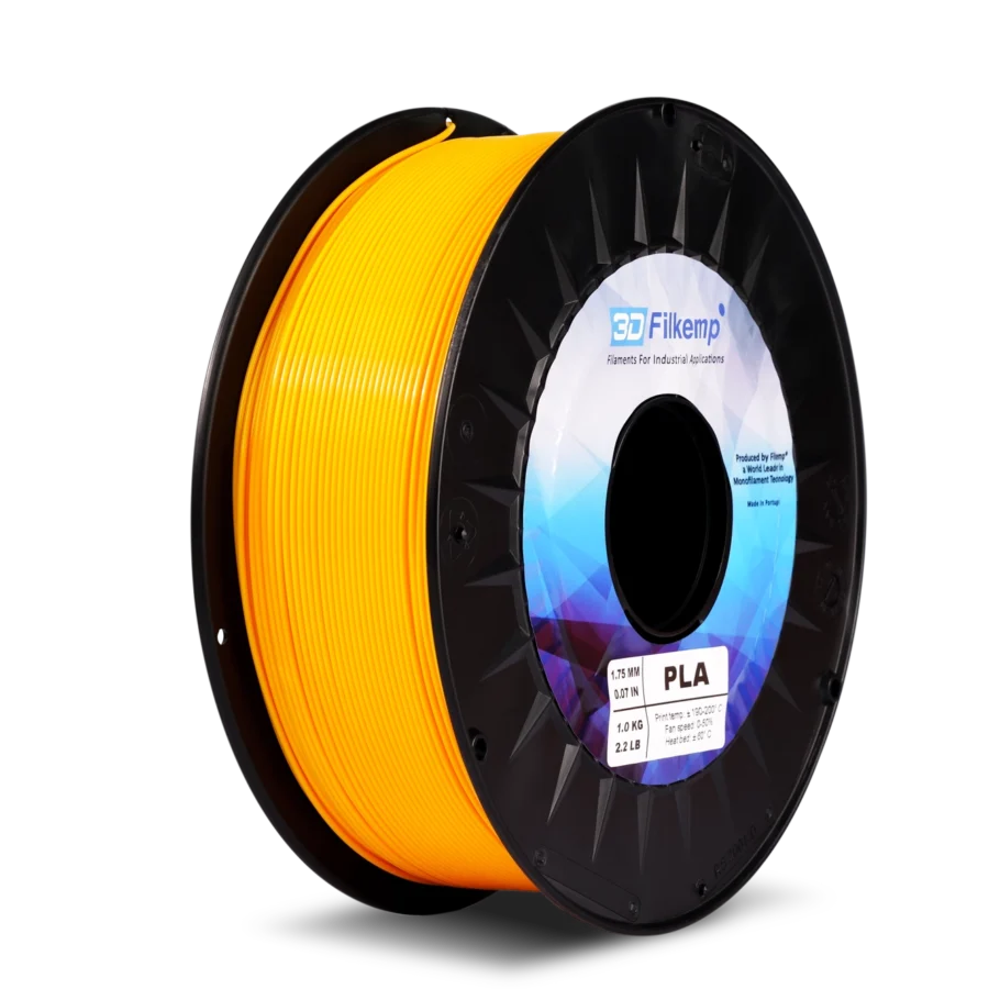 Ролка 3D Filkemp PLA филамент в жълт цвят – диаметър 1.75 mm, нето 1 kg, за 3D принтиране