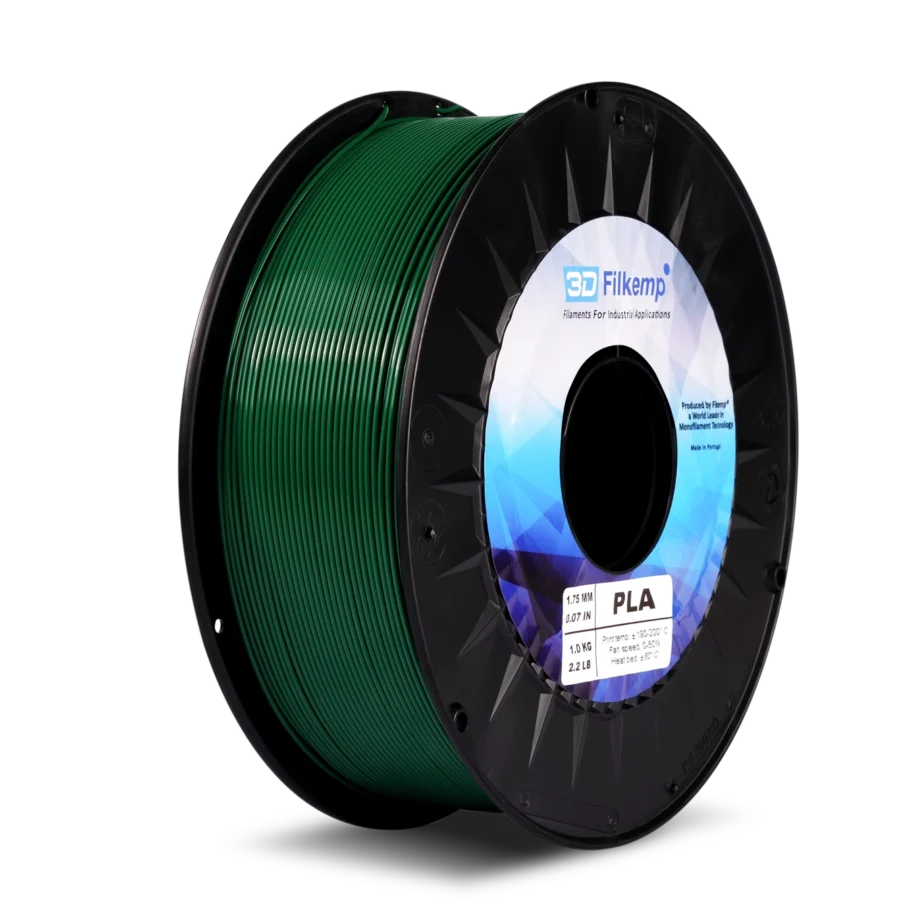 Ролка 3D Filkemp PLA филамент в зелен цвят – диаметър 1.75 mm, нето 1 kg, за 3D принтиране