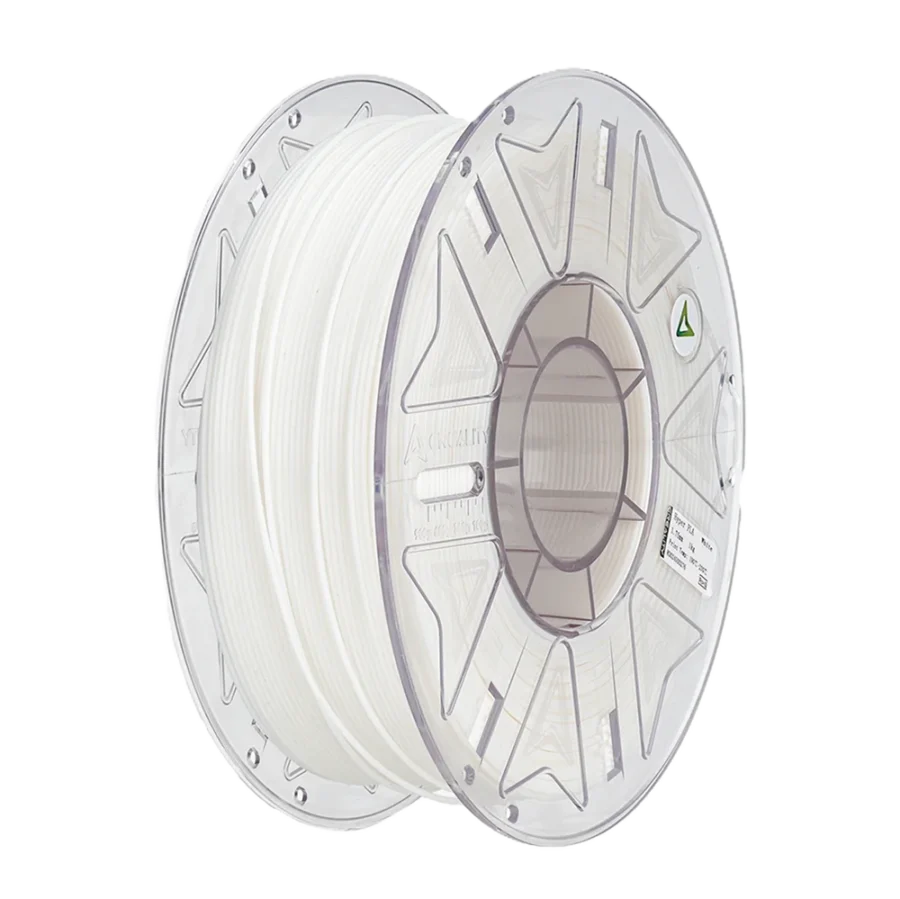Creality RFID PLA бял филамент на прозрачна макара за 3D принтиране, навит равномерно и с етикет